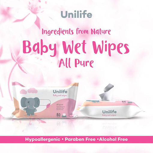 Picture of Unilife Baby Wet Wipes (80 pulls)