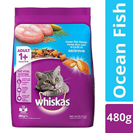 Picture of Whiskas Ocean Fish Flavor , Cat Food 480gm Adult