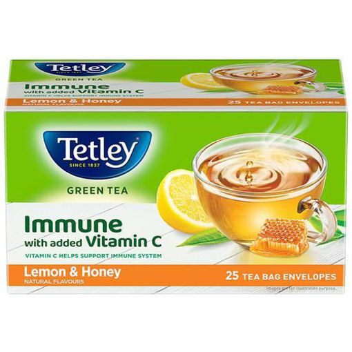 Picture of Tetley  Green Tea Bags 25 Tea Bag Envelopes (Lemon & Honey  Flavour)