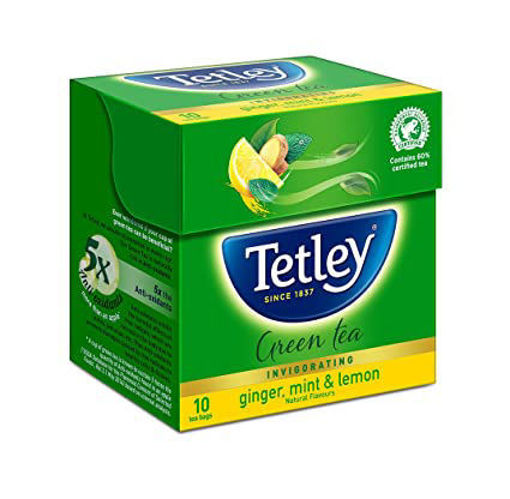 Picture of Tetley  Green Tea Bags 10 Tea Bag Envelopes (Ginger, Mint & Lemon flavour)