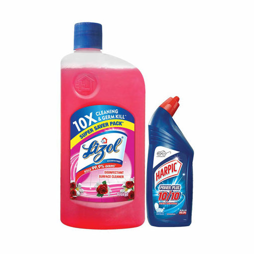 Picture of Lizol Disinfectant Surface Cleaner Floral, 500ml + 200ml Harpic Free