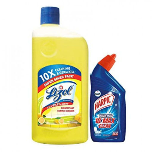Picture of Lizol Disinfectant Surface Cleaner Citrus, 500ml + 200ml Harpic Free