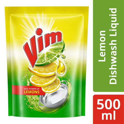 Picture of Vim Dishwash Liquid Gel Lemon Refill, 500 ml Pouch