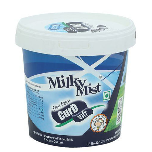 Picture of Milky Mist Farm Fresh Curd - Pasteurised Toned Milk, Rich in Sodium & Calcium, 1 kg Tub