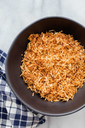 Picture of Roasted coconut/ Varutha thenga (1 whole grated) With Curry Leaves and Dry Chilli