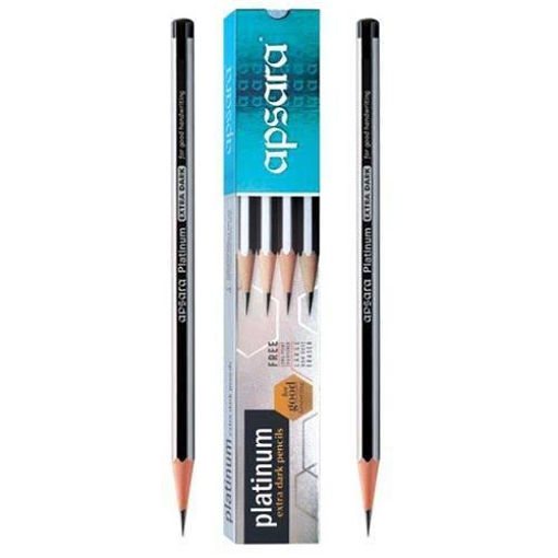 Picture of Apsara Platinum Extra Dark Pencil Pack of 10 + Long Point Sharpner + Non Dust Grippo Eraser