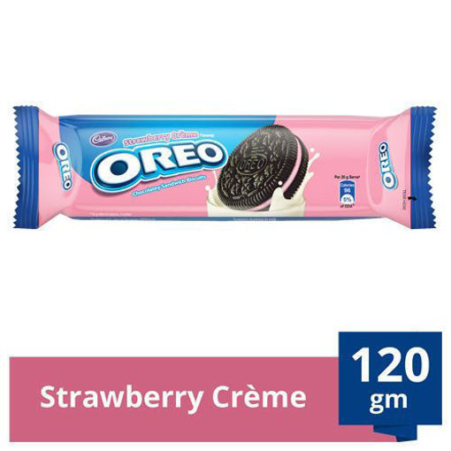 Picture of Cadbury Oreo Strawberry Cream Biscuits, 120gm
