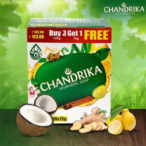 Picture of Chandrika Ayurvedic Soap, 450gm (Buy 3 Get 1 Free)