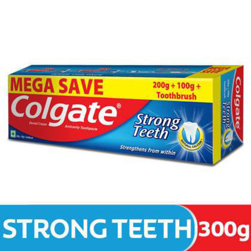 Picture of Colgate Strong Teeth Toothpaste( 200gm + 100gm + Toothbrush)