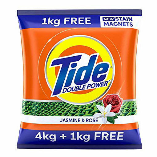 Picture of Tide Plus Extra Power Detergent Washing Powder - 4 kg + 1 Kg Free (Jasmine and Rose)