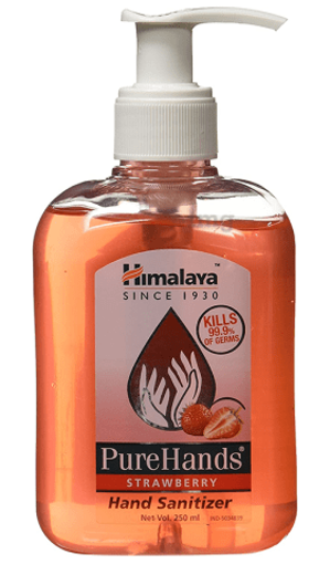 Picture of Himalaya Pure Hands Hand Sanitizer with Pump, 500ml (Strawberry)