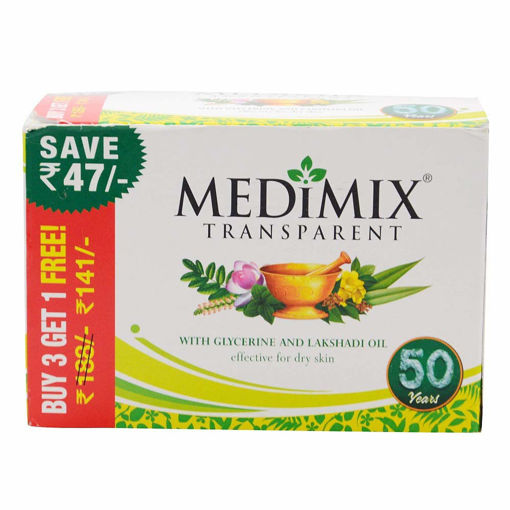 Picture of Medimix Transparent Soap (With Glycerine & Lakshadi Oil), Buy 3 Get 1 Free, Save Rs. 47