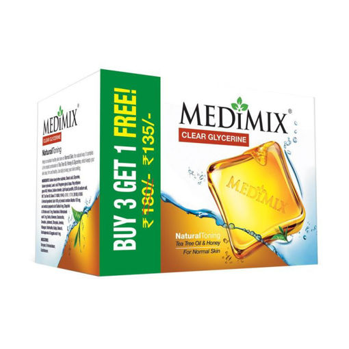 Picture of Medimix Clear Glycerine Soap (Tea Tree Oil & Honey For Normal Skin) Buy 3 Get 1 Free, Save 45