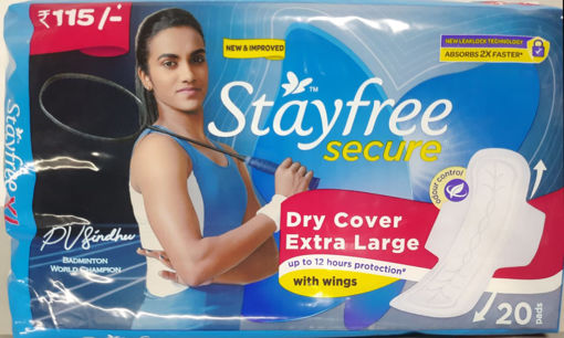 Picture of Stayfree Secure Regular Cottony Soft Cover Sanitary Pads For Women With Wings, 20 Pads