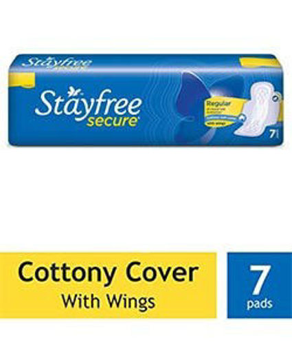 Picture of Stayfree Secure Regular Cottony Soft Cover Sanitary Pads For Women With Wings, 7 Napkins