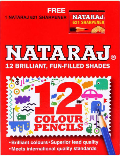 Picture of Nataraj Half Size Colour Pencil - 10 Shades with free Colour Pencil Sharpner