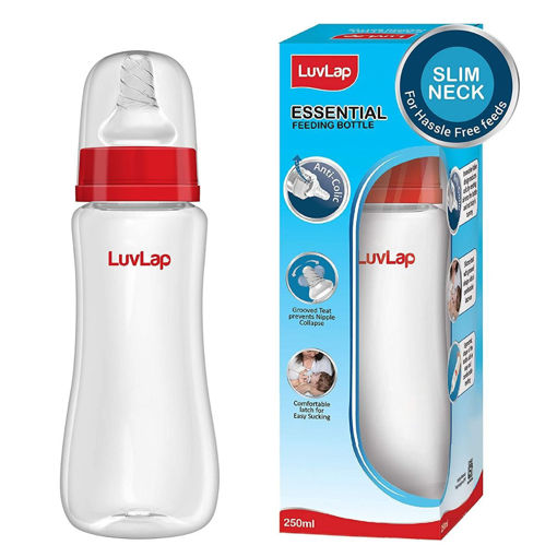 Picture of LuvLap Feeding Bottle with Silicone Nipple Red - 250 ml