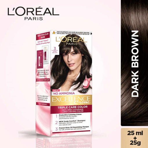 Picture of L'Oreal Paris Excellence Triple Care Colour, 3 Natural Darkest Brown, 25ml+25g