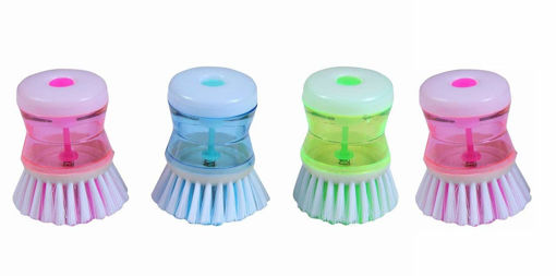 Picture of Plastic Wash Basin Brush Cleaner with Liquid Soap Dispenser