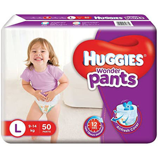 Picture of Huggies Wonder Pants, Medium (M) Size Baby Diaper Pants, 7 - 12 kg, 50 count, with Bubble Bed Technology for comfort