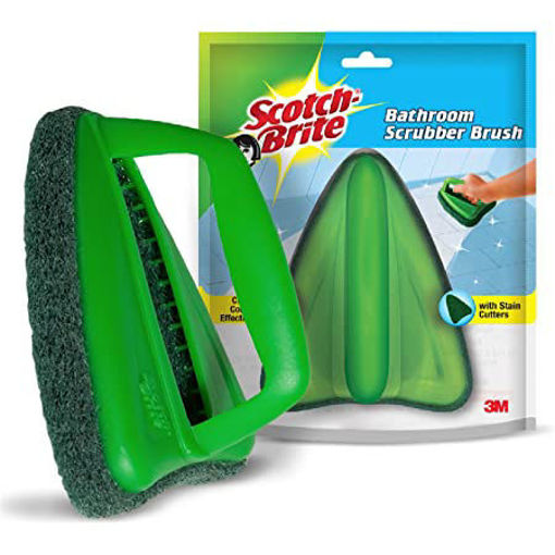 Picture of Scotch-Brite Bathroom Brush with abrasive scrubber for superior tile cleaning (Green) with Free Dranex Drain Cleaner Worth Rs. 25